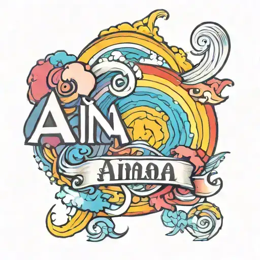Aina Name Tatoo With A Rainbow