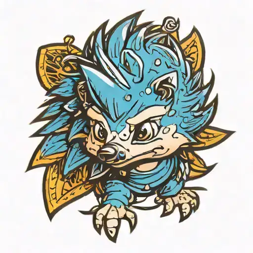 Blue Cartoon Hedgehog