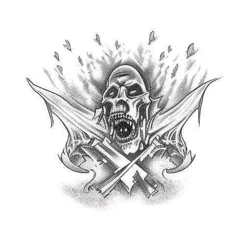 Back Tattoo With A Vampire Who Bites A Woman In A Cemetery With A Vampire Castle In The Background