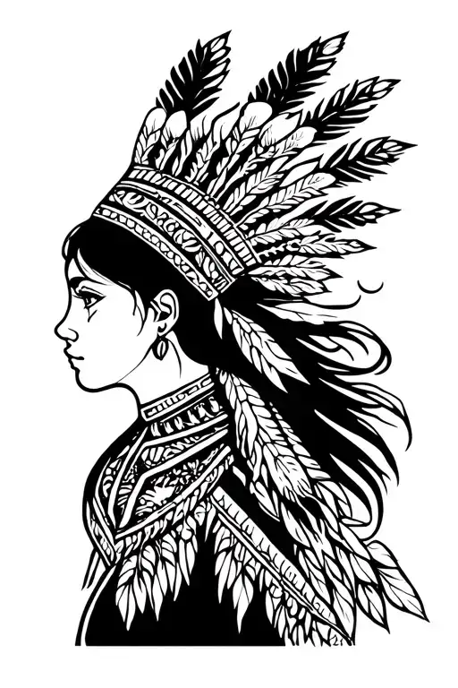 Native Girl Silhouette Made