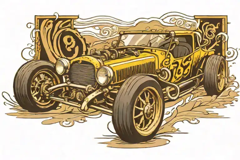 Box Style Race Car On Dirt Track With Filligree Framing