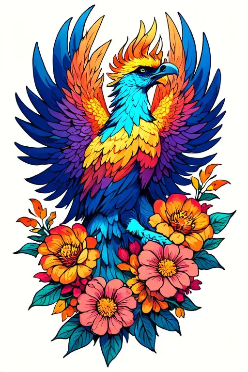 Phoenix With Flowers Intertwined