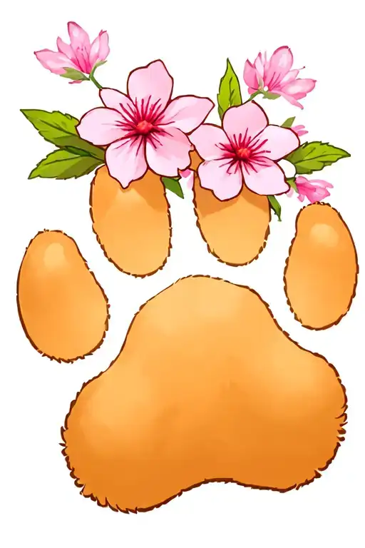Dog Paw With Sakura Flowers