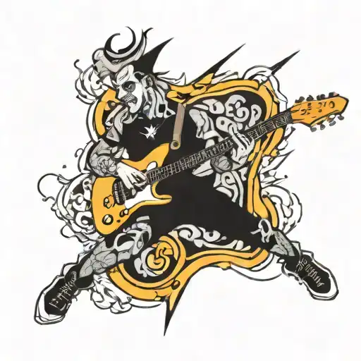 Man Playing Guitar Among Thunder