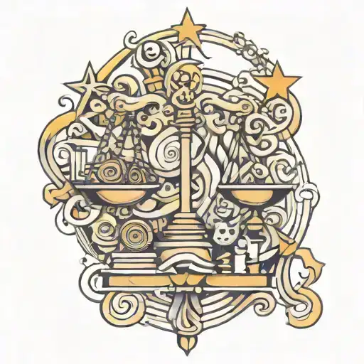 A New-school Interpretation Of A Legal Scale Intertwined With Symbols Of Family And Faith