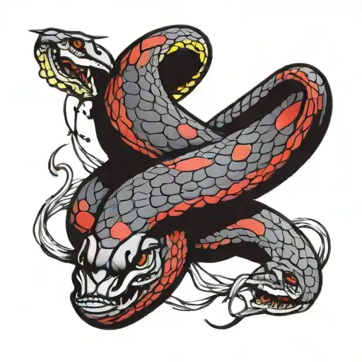 Red And Black Snake Wrapped Around It