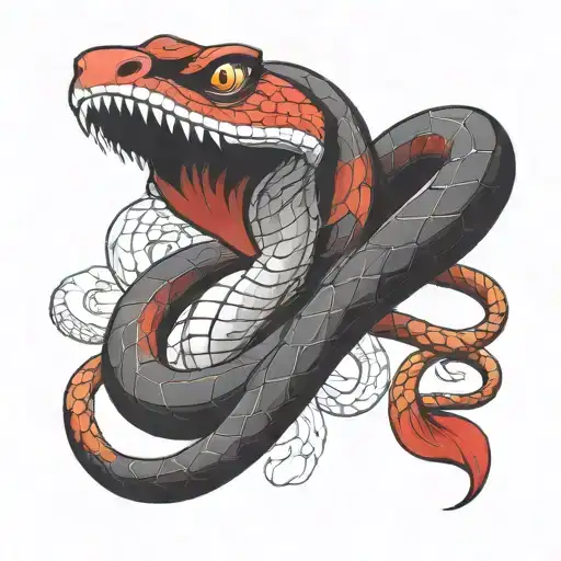 Red And Black Snake Wrapped Around It