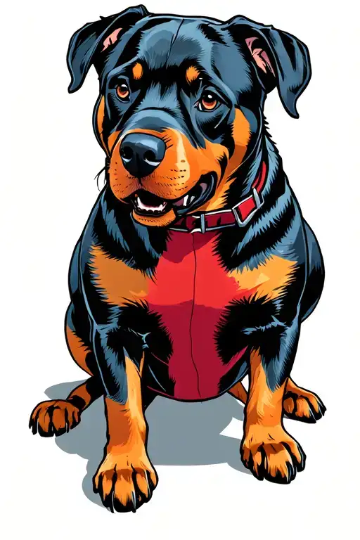 Deadpool With A Rottweiler Dog With Color