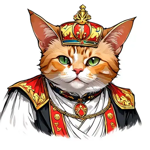 Fat Orage Cat In Royal Garb