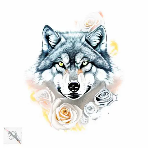 Cross Rose Wolf