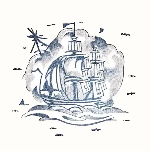 Sword Wielding Pirates Attacking An Island For Treasure As Their Ships Burn