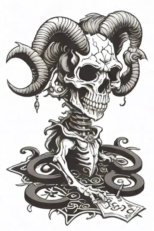 Satanic Ram Skull With Ouija Board