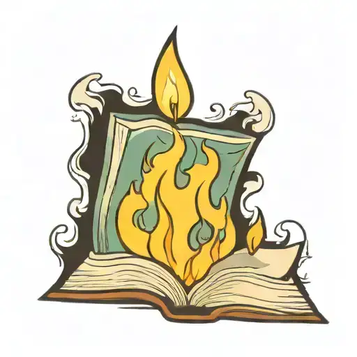 Burning Candle On Top Of An Old Book