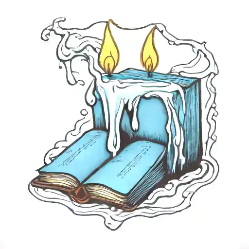 Melting Candle Over An Old Book