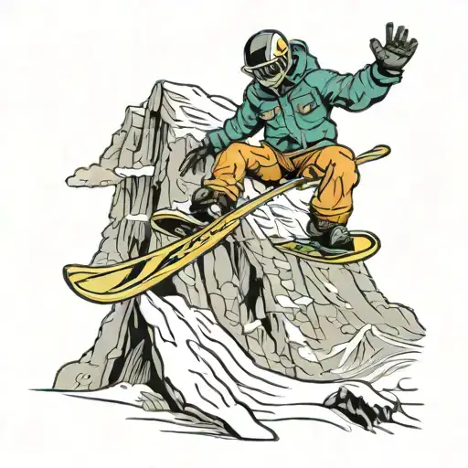 A Snowboarder Jumping Off A Cliff With A Dramatic Mountain Backdrop