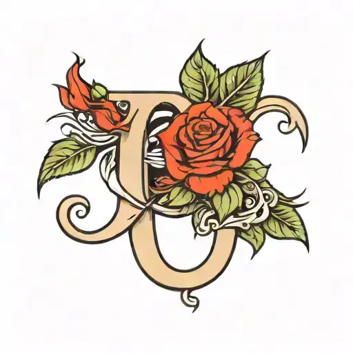 Initial J With Red Roses