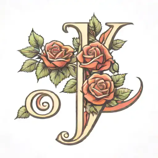 Initial J With Red Roses