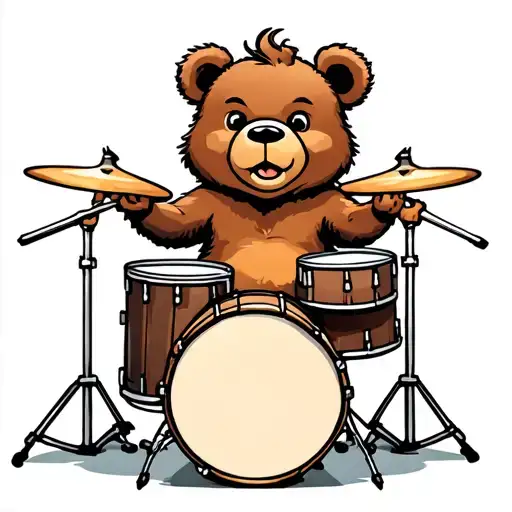 Little Bear Playing Drums