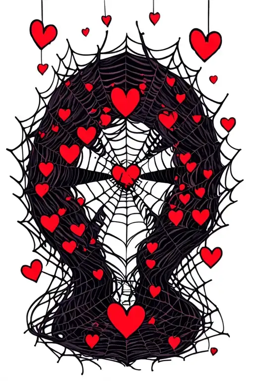Filler Spider Webs With Many Small Broken Hearts Tangled Up In Them