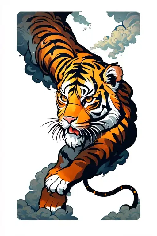 Tiger On Clouds Forming
