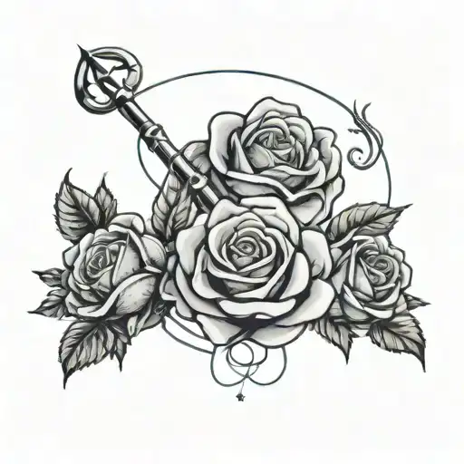 Roses And Gemini Zodiac Symbol Intertwined