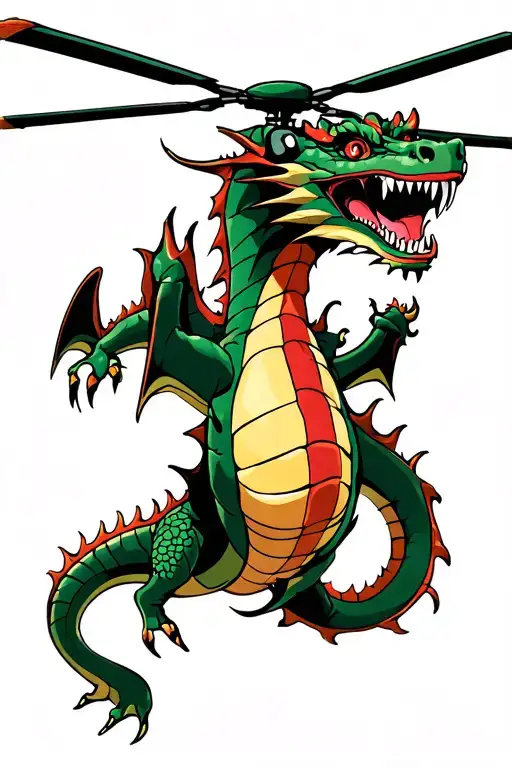 Dragon Attacking A Helicopter