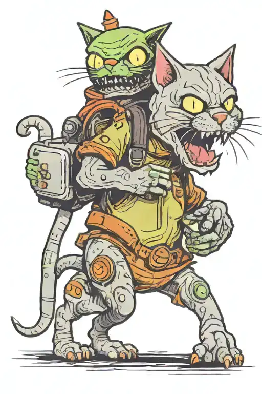 Cat Carrying A Dead Alien In Its Mouth