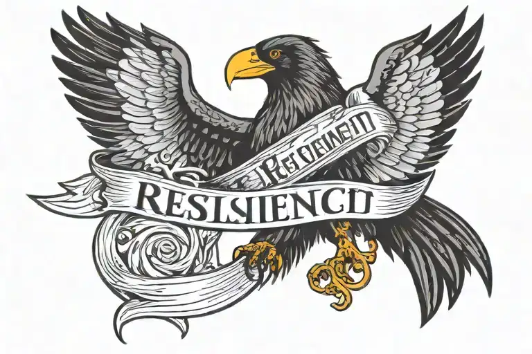 The Word Resilient With Just The Ravens Wings Above It