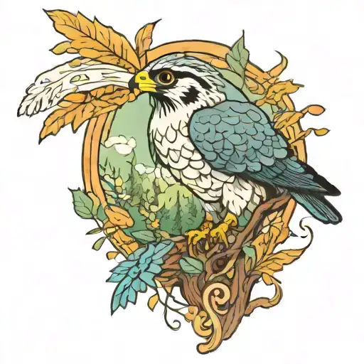 Falcon In The Forest Mysticism