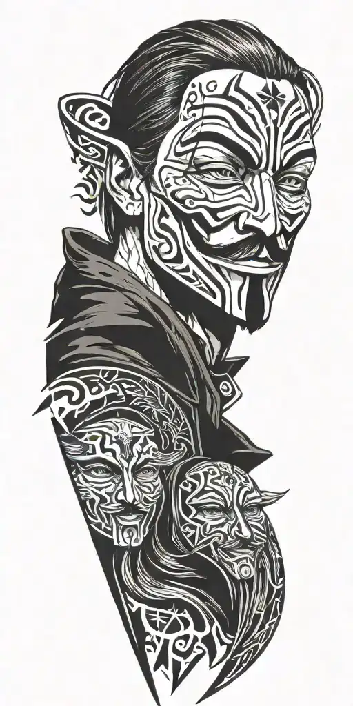 V For Vendetta Portrait With Tribal