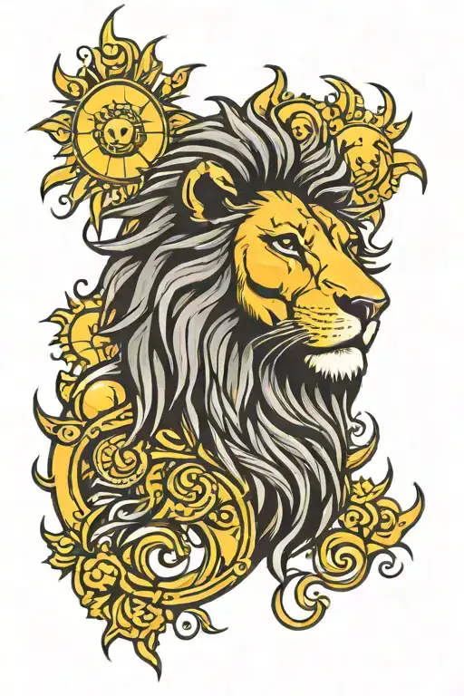 Lion Head With Sun Shining