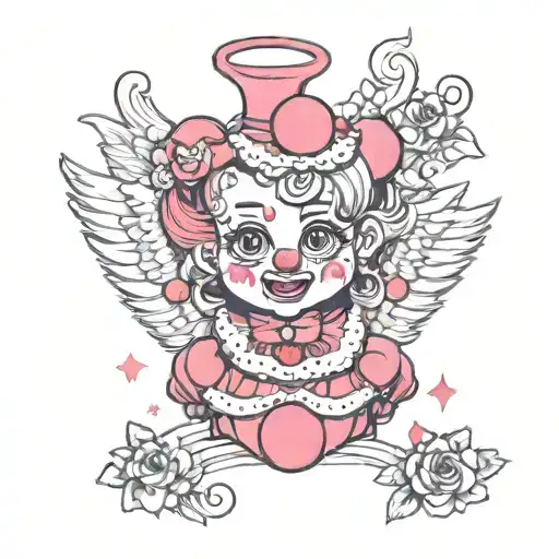 Pink And Red Cute Clown Girl Angel