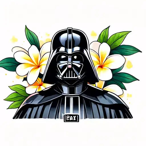 Darth Vader On Galaxy Background With Plumerias