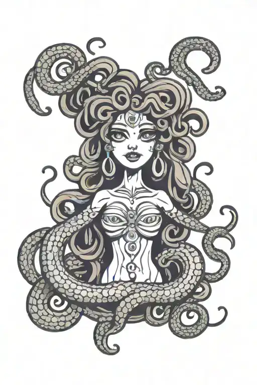Cute Cartoon Medusa Goddess