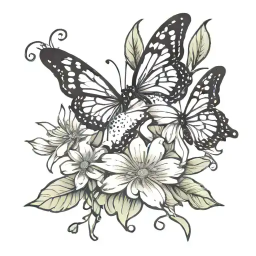 African Daisies Growing With Pearl-spotted Emperor Butterflies