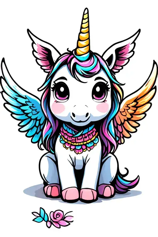 Baby Unicorn With Wings Sitting