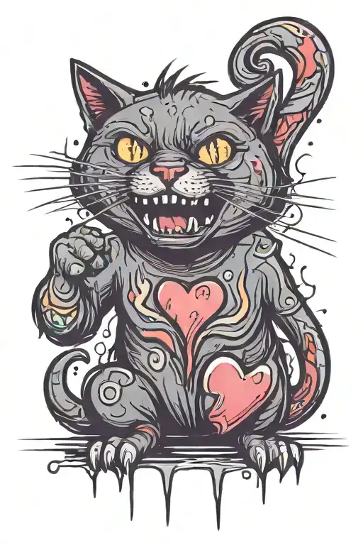 Scaredy Cat Standing Up With Heart Beating Out Of Chest