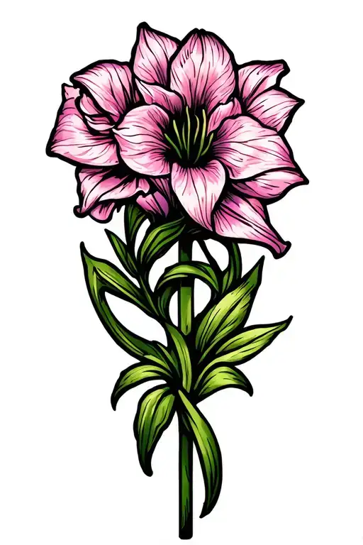 Cancer Ribbon Interwined Amaryllis Flower