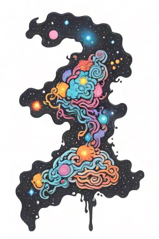 An Intrincate Brain In Color Made Of Galaxies Forming The Shape