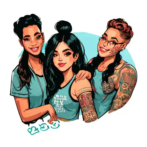 Three Friends With The Number 223 In The Middle