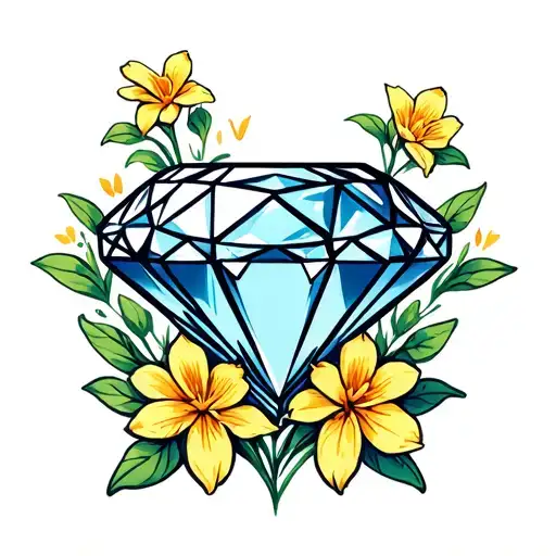 Diamond Surrounded By Jonquil Flowers Top And Bottom