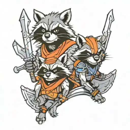 Three Warrior Racoons