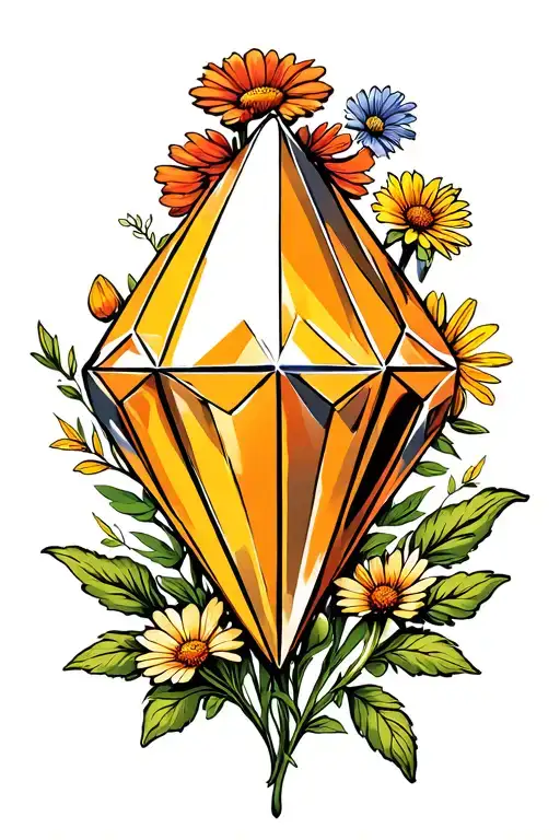 Diamond With Wildflowers Behind It Vintage Design