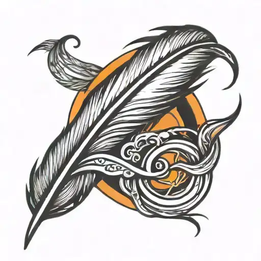Fiery Infinity Feather With The Name Engraved Style