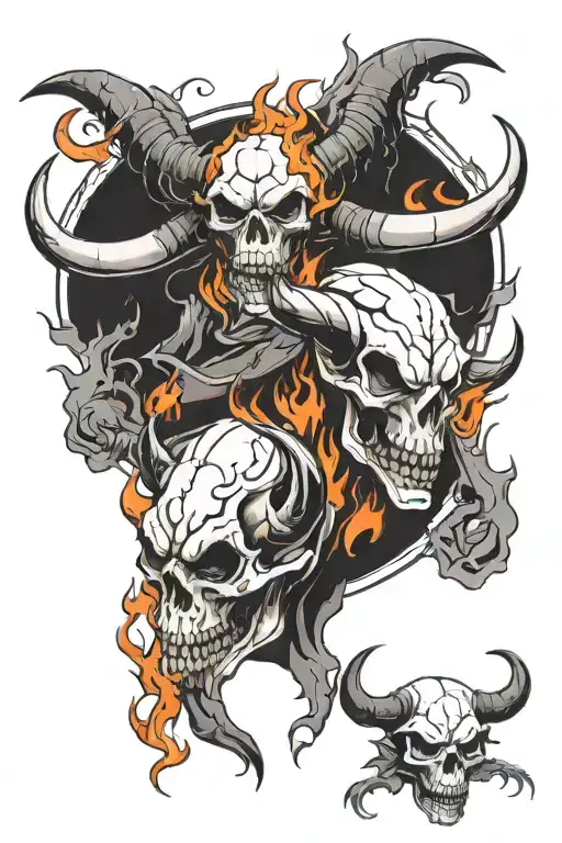 Skull And Bull And Fire