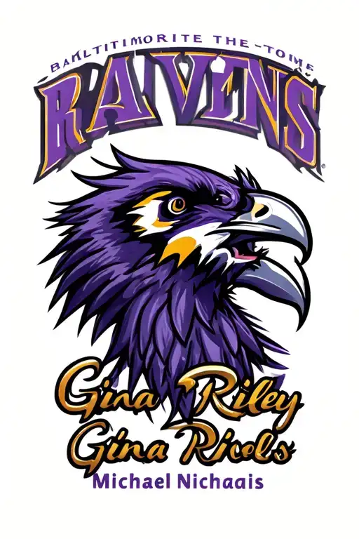 Baltimore Ravens With The Names Gina Riley Michael Nicholas