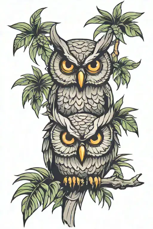 Owl Hiding In Palmettos