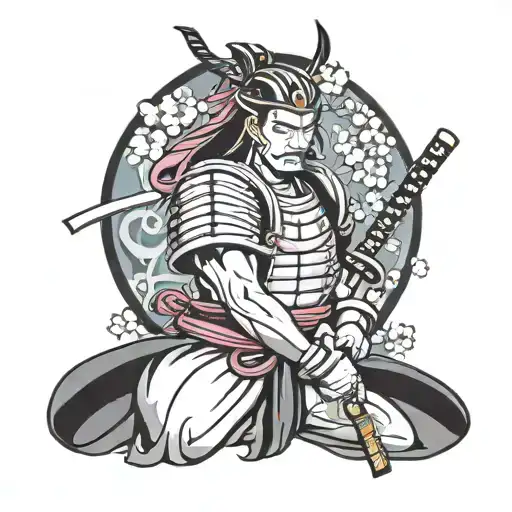 Samurai With Cherry Blossom