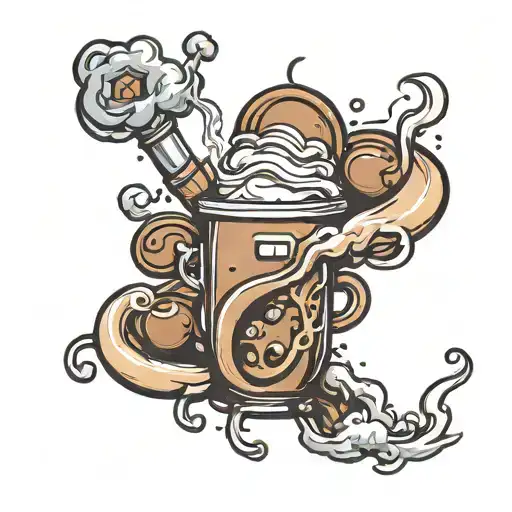 Create A Tattoo With A 3D Vape Cloud Morphing Into A Coffee Bean