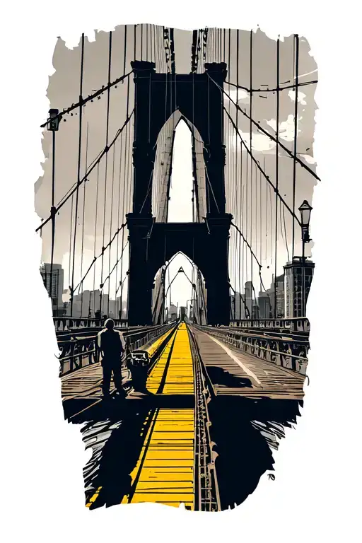 Standing On The Clemente Bridge Point Of View Making Bridge Yellow And The Background Grayscale